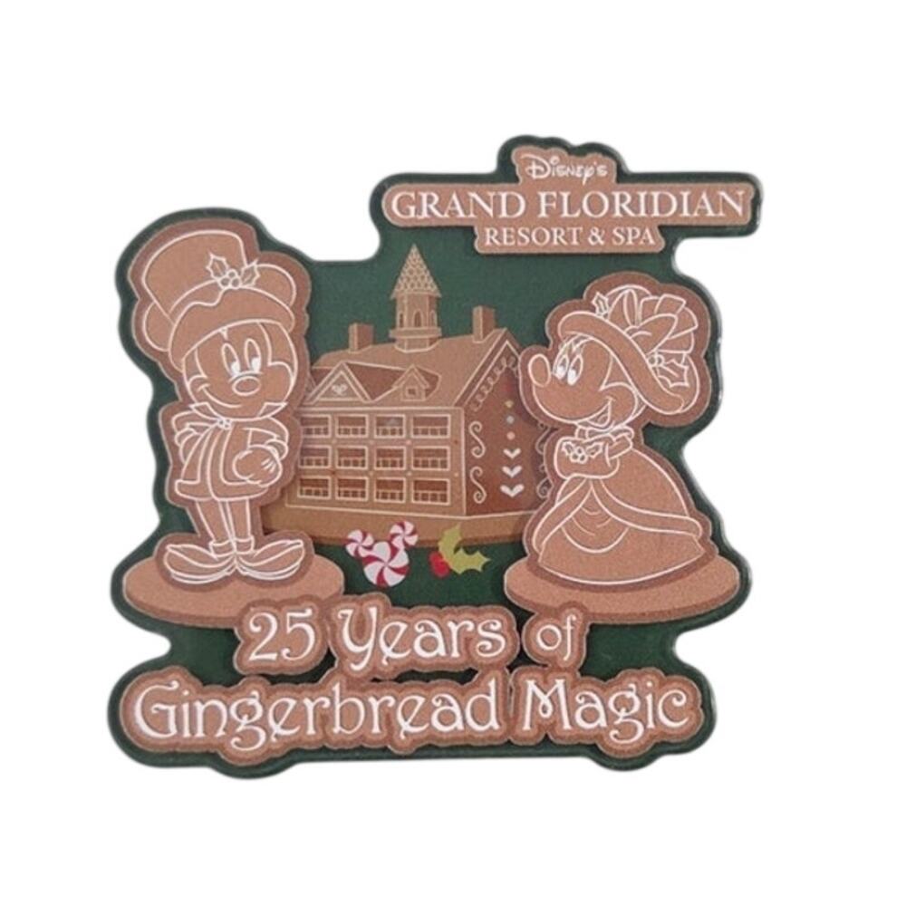 Disney Grand Floridian Gingerbread Magnet Mickey and Minnie 25 Years